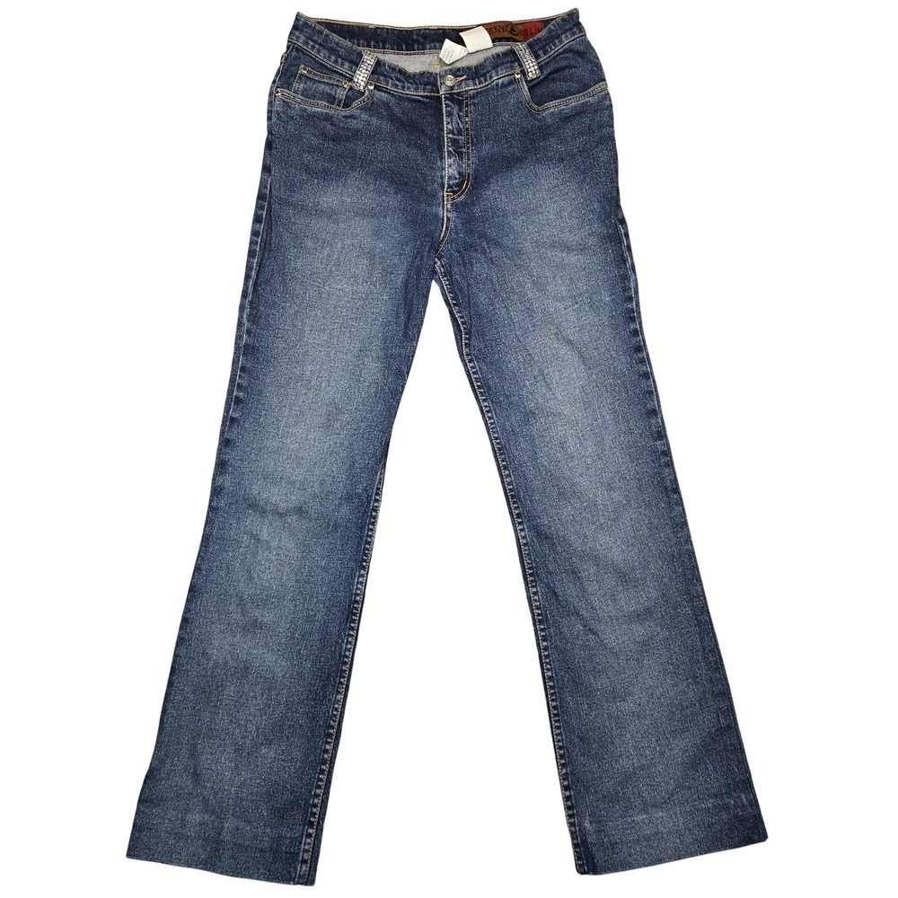 Lawman Western Jeans Juniors‎ 11 Blue Slim Straight Rhinestone Stretch Denim
